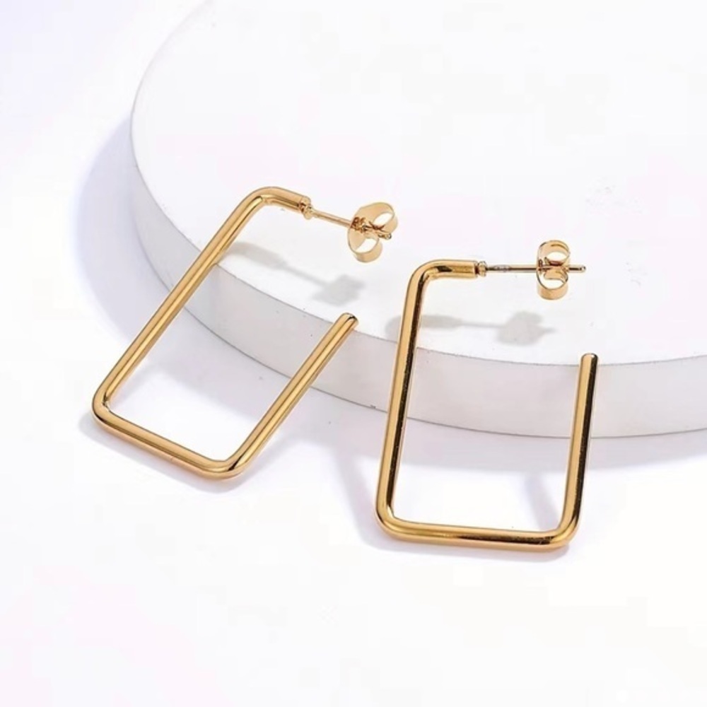 18k GP Rectangular Hoop Earrings